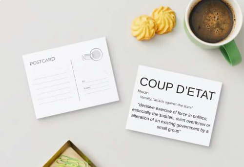 Coup D'etat Definition Postcard (x25)